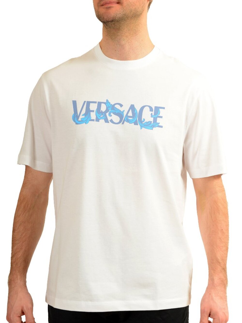 Versace Men's Logo Print White Crewneck Short Sleeve T-Shirt US 3XL IT 58